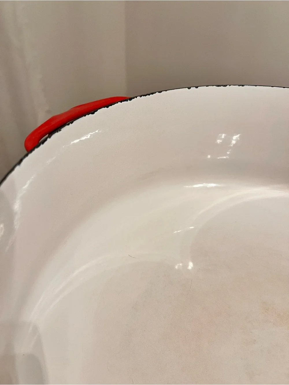 Dansk Red Enamel Covered Casserole with Cross-Top Lid